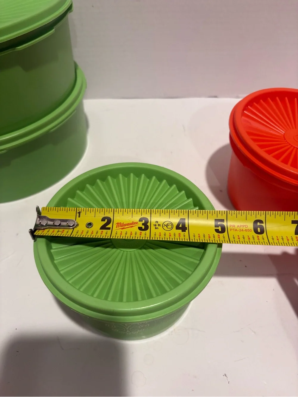Tupperware Green and Orange Stackable Food Storage Containers- set of 4